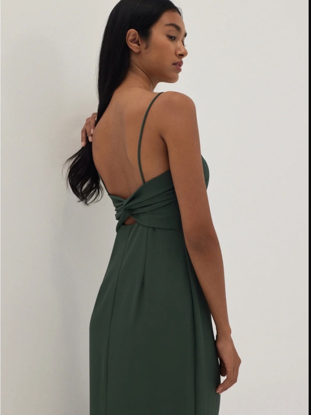 Love Bonito Hermione Padded Knot Back Midi Dress Built In Bra Bottle Green